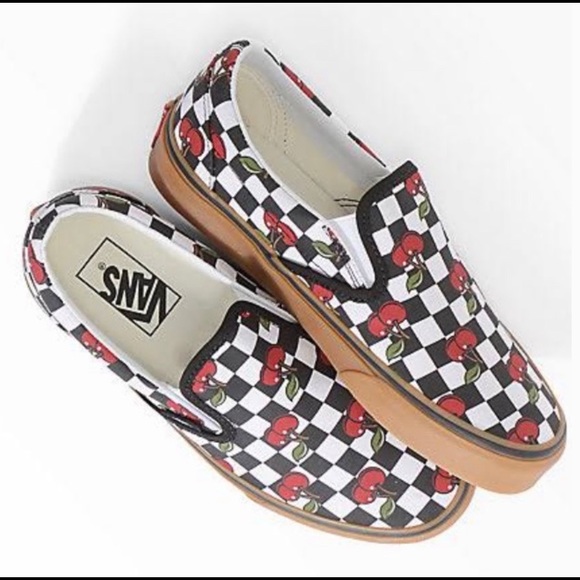 checkered vans with cherries